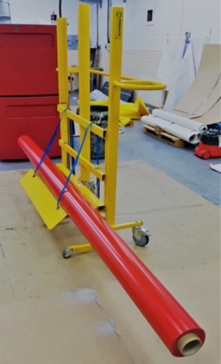 Bespoke large fabric roll handling and moving equipment