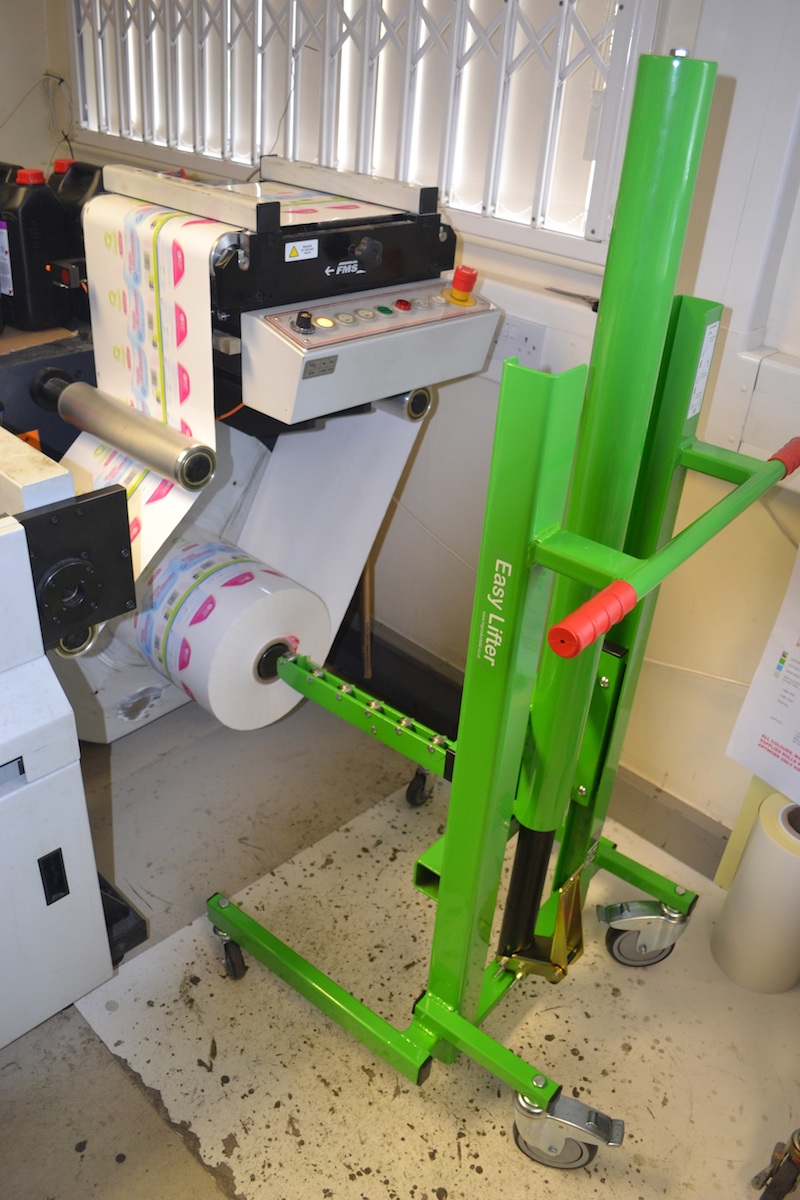 Label Roll being unloaded from printing machinery